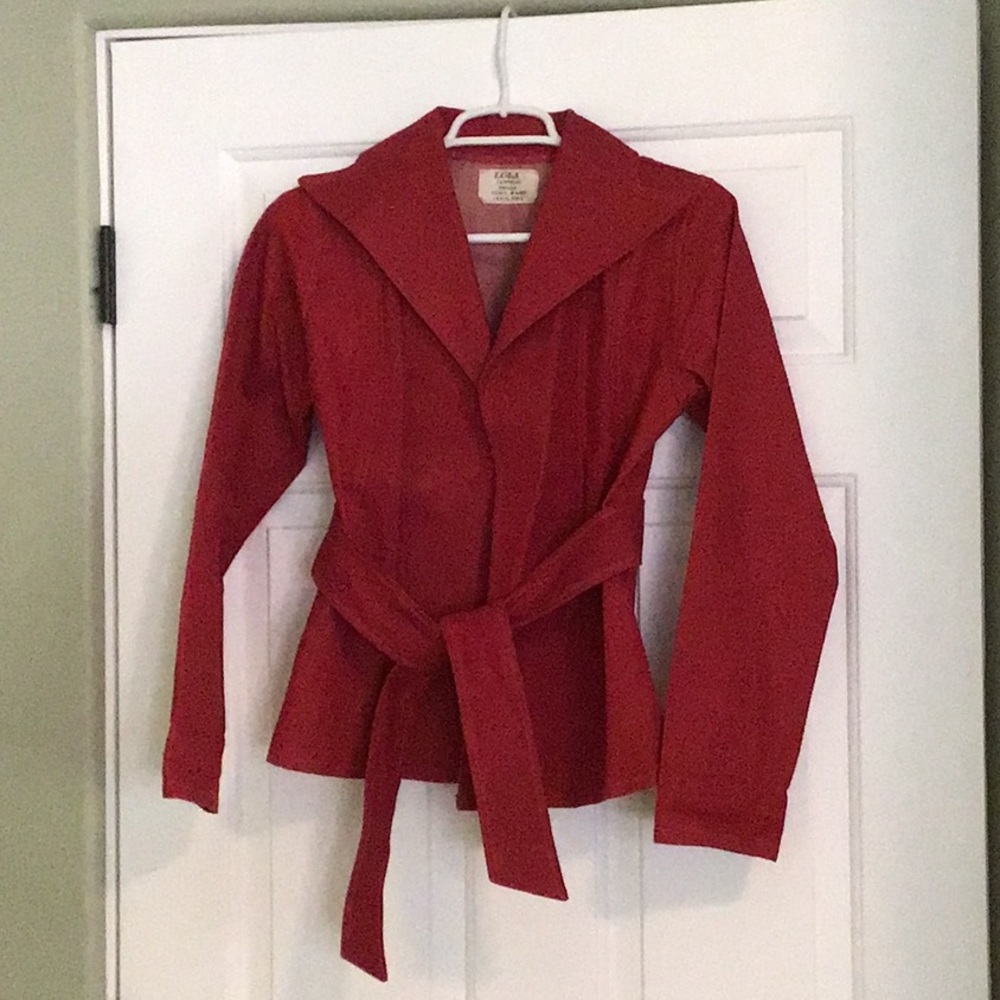 Red denim jacket
